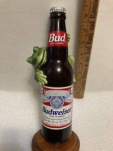 BUDWEISER FROG ON A BOTTLE draft beer tap handle. ST. LOUIS, MISSOURI