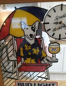 1987 Spud Mackenzie Bud Light Clock / Mirror Great Graphics