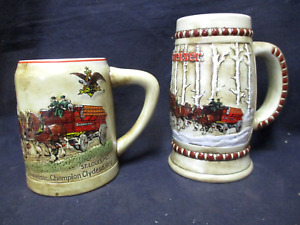 Vintage Budweiser 1980 & 1981 First Two Holiday Beer Steins !!!