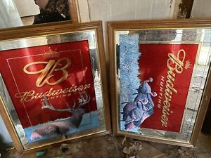 LARGE BUDWEISER CLASSIC AMERICAN Elk TURKEY BEER MIRROR 35