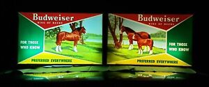 BUDWEISER Light Up Bar Signs KING OF BEERS Nice Vintage & Rare