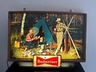 Budweiser Beer Lighted Sign Fishing Camp / 2 Men Talking (not 3, the common one)