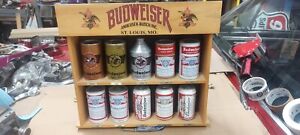 Budweiser The Hamilton Collection Wood Display With 10 Beer Cans 1936 To 2009