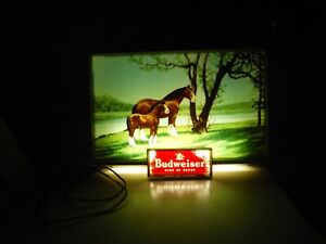 ANTIQUE/VINTAGE BUDWEISER CLYDESDALES LIGHT UP ADVERTISING SIGN WORKS PLS READ