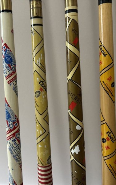 New ListingLot Of 4 Vintage Pool Cues Sticks Billiards Promo Budweiser Coors Michelob Beer