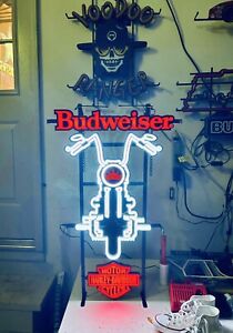 BUDWEISER HARLEY-DAVIDSON MOTORCYCLE LED BEER BAR SIGN MAN CAVE LIGHT