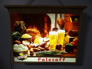 Nice 1960s Vtg Falstaff Beer St Louis Bar Light Sign Feast Food Scene With Mugs