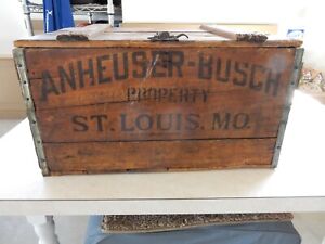 Anheuser-Busch Wooden Beer Crate with Hinged Lid