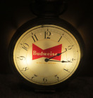 VINTAGE 50'S - 60'S BUDWEISER BEER POCKET WATCH LIGHTED CLOCK SIGN BUD WORKING