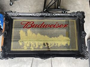 Rare Vintage 90s Budweiser Clydesdale Mirror Beer Sign (58”x34”)