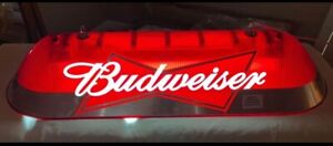 2009 Budweiser Bowtie Pool Table Acrylic Hanging Light Red With Silver Accent