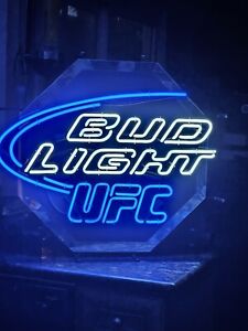 Bud Light UFC Neon 31x27 rare octagon bar beer sign lamp pub mma lit mancave htf