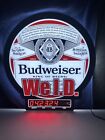 AWESOME BUDWEISER BEER LIGHT UP LED “WE I. D. “ SIGN CLOCK