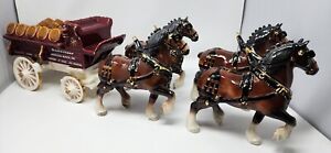 California Poppytrail Pottery Metlox Budweiser Clydesdale 4 Horses & Wagon