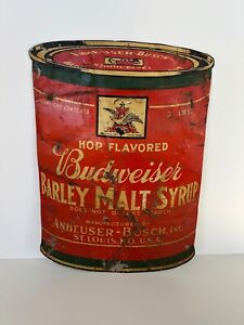 Budweiser Prohibition Era Extremely RARE metal sign ANTIQUE Barley Malt Syrup