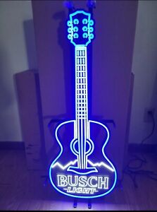 Busch light beer light up led guitar sign music bar game room man cave new