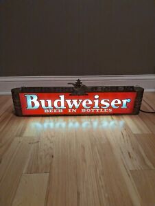 Rare 1940s Anheuser Busch Budweiser Beer In Bottles Glass Sign St Louis 27x9