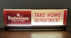 Vintage Budweiser Lighted Beer Sign “Take Home Department”