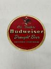 Vtg c1940s We Feature Budweiser Draught Beer Reverse Painted Glass Sign 10.5