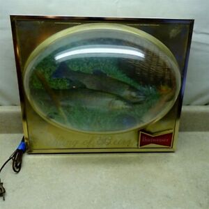 Vintage Anheuser Busch Budweiser Light, Trout Fish-Globe, Works, 18