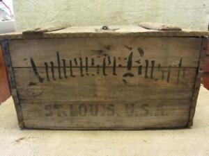 Vintage ORIGINAL 1910 Anheuser Busch Beer Wood Box Antique Budweiser Crate 10840