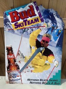 Vintage 1991 Bud Ski Team Tin Tacker Budweiser Nothing Beats A Bud 20