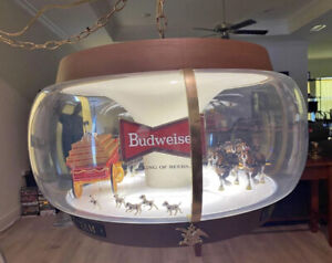 Vtg Rotating Budweiser Beer Carousel Clydesdale Parade Hanging Lamp Light Sign