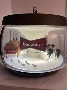 Vintage Budweiser World Champion Clydesdale Team Hang Lamp Bar Light Man Cave