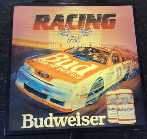 Vintage Budweiser Racing NASCAR Man Cave Fans Light Sign Advertising