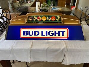 Vintage BUD LIGHT Pool Table Light Pool Balls Inside 1988 Billiards Sign