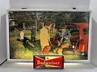 Rare Scene! Vintage 1950s Budweiser Lighted Beer Sign Dog Car Trophy Awesome!