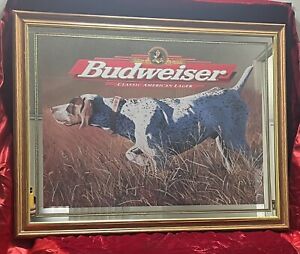 Vtg 1998 LARGE BUDWEISER BEER Britney Spaniel MIRROR SIGN - 35