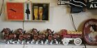 RARE CALIFORNIA POPPYTRAIL POTTERY METLOX BUDWEISER CLYDESDALE 8 HORSES & WAGON