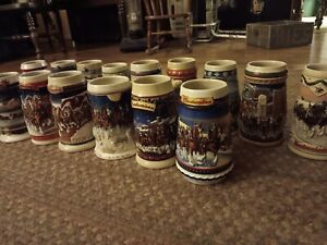 Vintage 80s 90s 00sBudweiser Holiday Series Steins Beer Stein Lot x20, 5 In Box