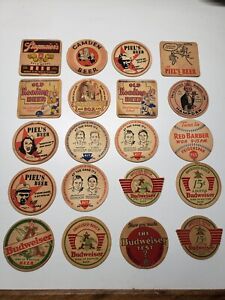 Lot Of 20 Vintage Beer Coasters Mixed Lot Budweiser 1930's - 50's Baseball Lot 2