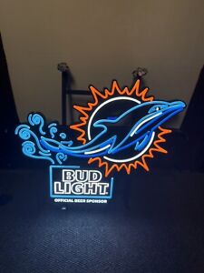 Rare  Miami Dolphin Bud Light LED Neon Beer Sign