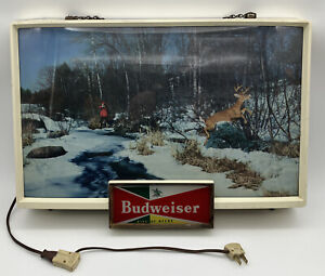 RARE VINTAGE 1950'S BUDWEISER BEER HUNTER DEER HUNTING LIGHTED SIGN by PRICE