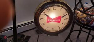 Vintage 1959 Budweiser Beer Lighted Rotating Pocket Watch Sign Clock Works w box