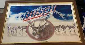 LARGE BUSCH BEER SIGN BAR MIRROR DEER WHITETAIL  BUCK!!
