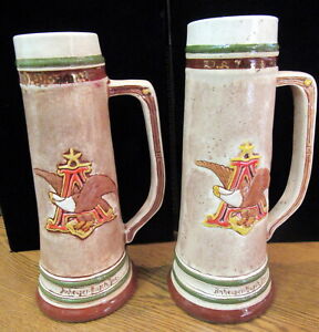 ANHEUSER BUSCH 5 YR (1983) AND 10 YR (1988) STEIN FOR SAFETY 1978 GREEN CROSS