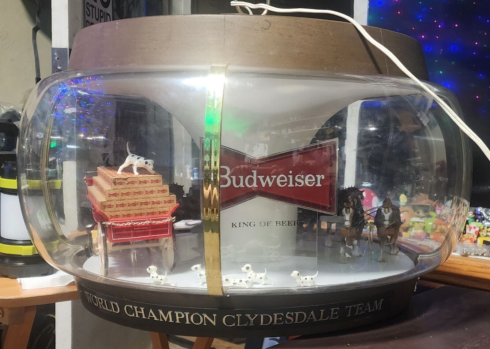 WORKING Rare Vintage 1960's Budweiser Clydesdale Parade Hanging Carousel Light
