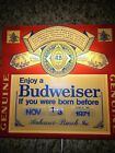 Vintage Anheuser Budweiser Hanging Man Cave Billiards  Calendar Light 1970's