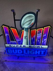 RARE Swifty Superbowl LVIII 58 NFL CHIEFS  Bud Light Beer Led Bar Sign  New