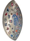 2011 NFL LOGOS Football Shaped Bud Light Beer Metal Sign NFL OFFICIAL 46” x 26”