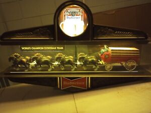 Vintage Budweiser Beer Champion  Clydesdale Horse Team Hanging Light Sign 1979