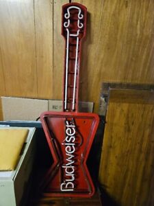 BUDWEISER NEON BASS GUITAR LIGHT,  RARE,  LIMITED PRODUCTION ,, MADE 12/1988,, E