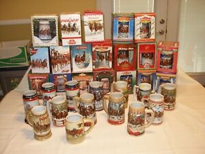 Budweiser Christmas Steins Lot 0f 31.. 1980 to 2011 New