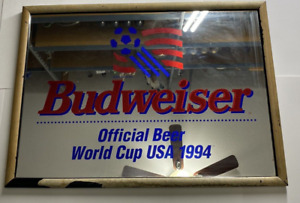 Vintage Budweiser Official Beer World Cup USA 1992 Bar Mirror 28 X 21