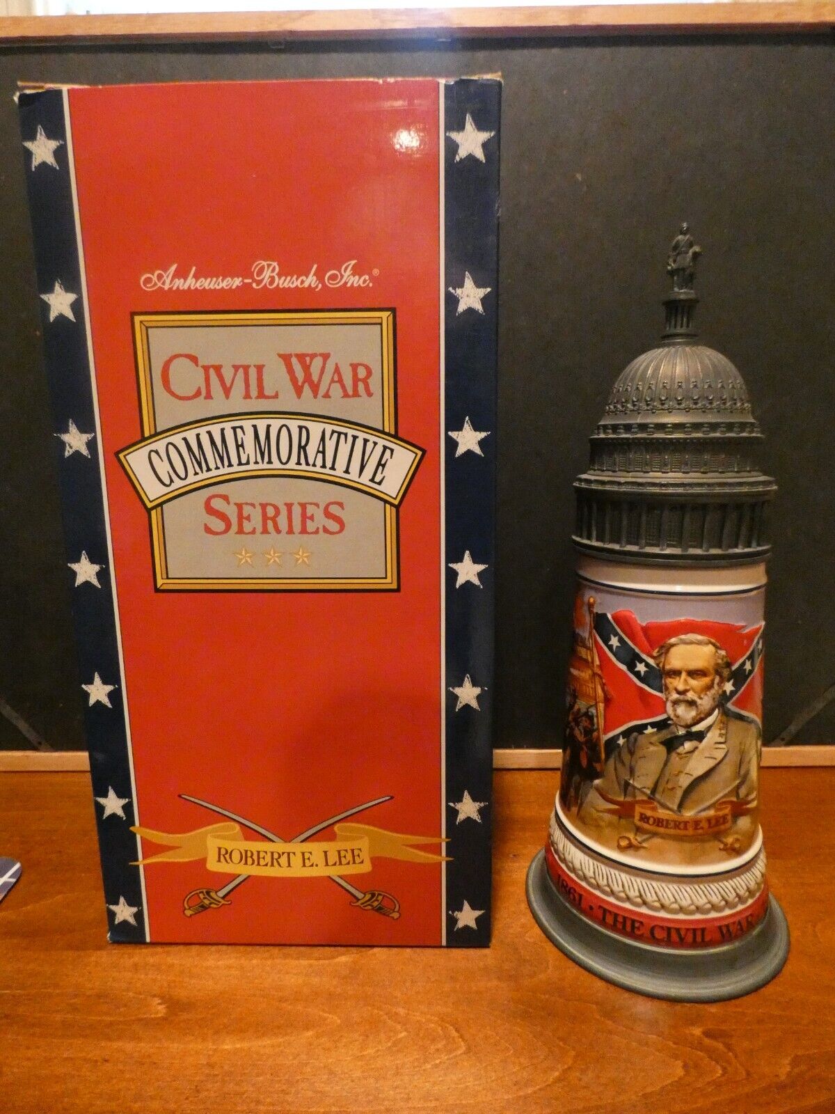 Anheuser Busch Civil War Commemorative Series Robert E. Lee Lidded Stein 02162