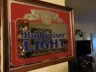 Vintage CERVEZA BUDWEISER LIGHT Glass Mirror Beer Sign 801-204 1982 RARE